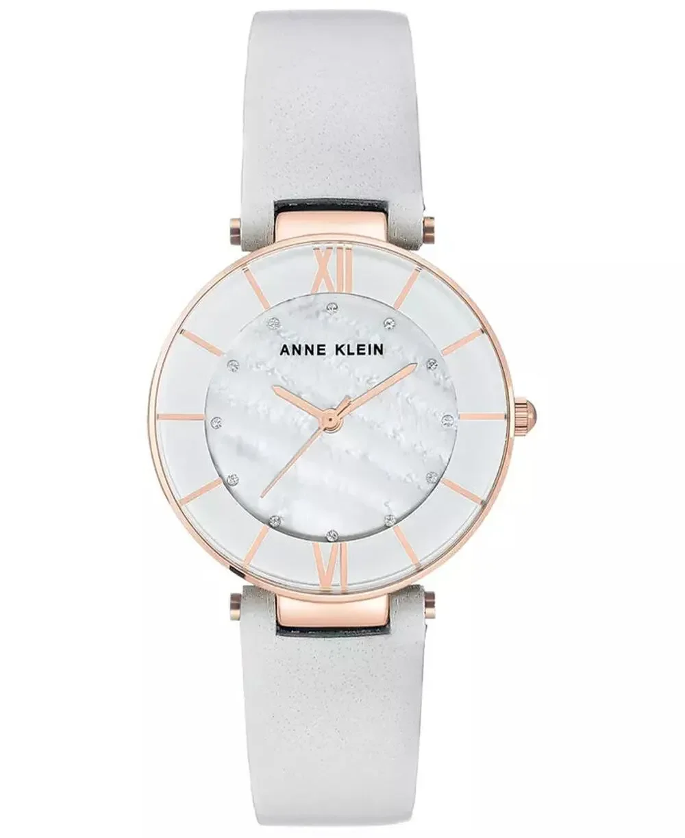Anne Klein Women's Light Gray Leather Strap Watch 32mm - NWT
